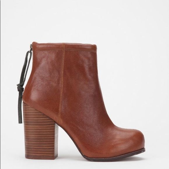 Jeffrey Campbell Shoes - Jeffery Campbell Leather Rumble Booties Brown Platform Heeled Zip 8.5